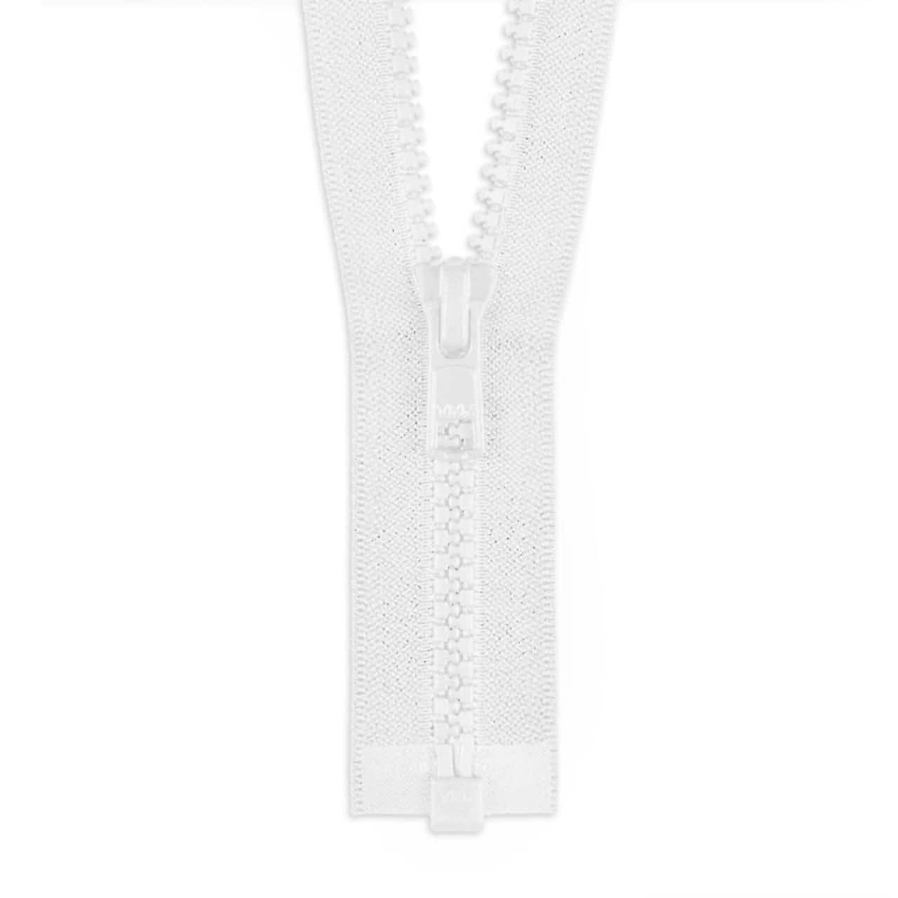 YKK 36" White #5 Plastic Vislon Open End Zipper